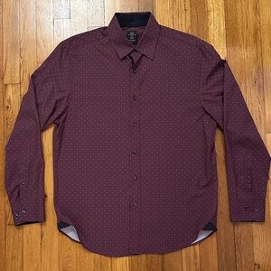 Michael Strahan Men’s Slim Fit Elegant Stretch Spandex Feel Burgundy Dress Shirt